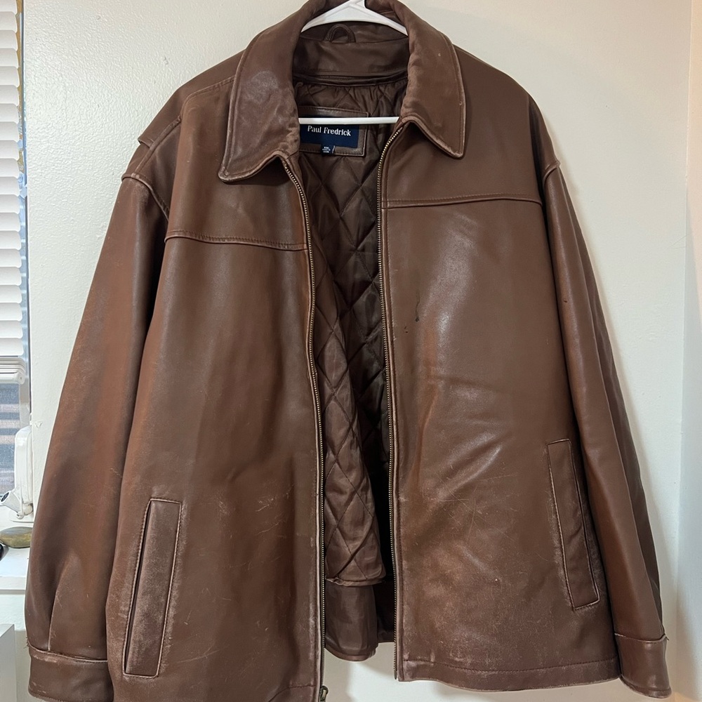 Paul Fredrick Tan Leather Jacket